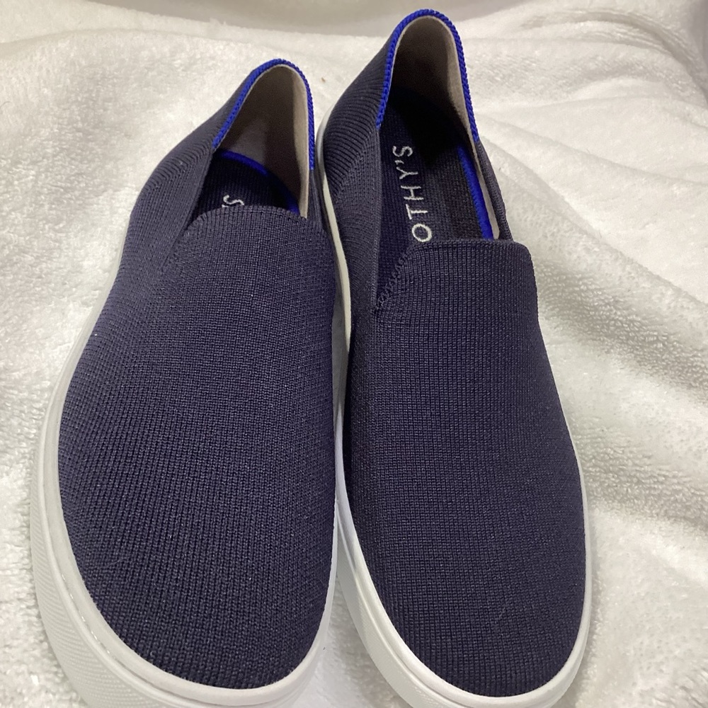 Rothy's The Original Slip On Sneaker Navy Solid Textile Shoe Woman’s US 8.5 - Picture 1 of 11